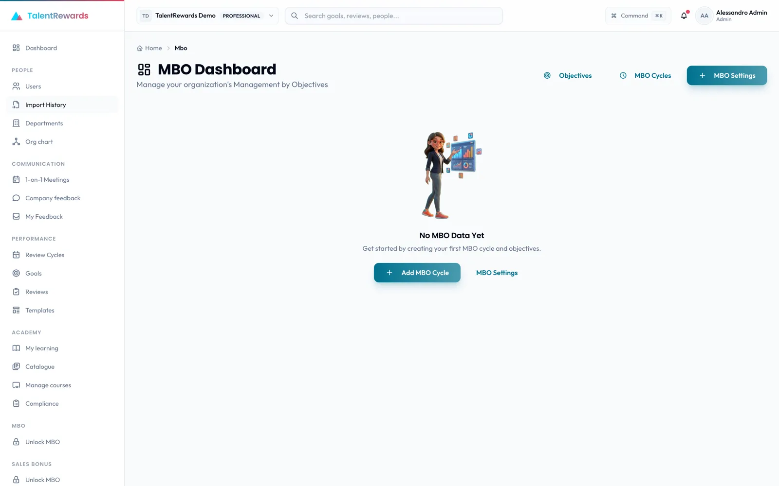 The MBO dashboard in TalentRewards