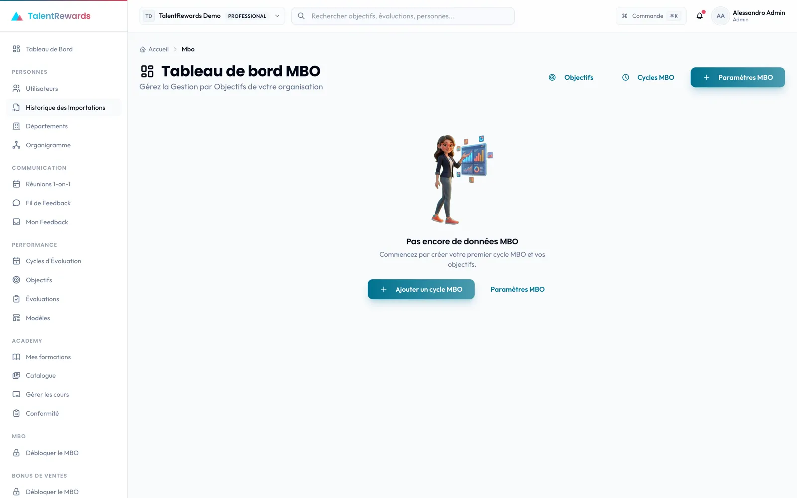 Le tableau de bord MBO dans TalentRewards
