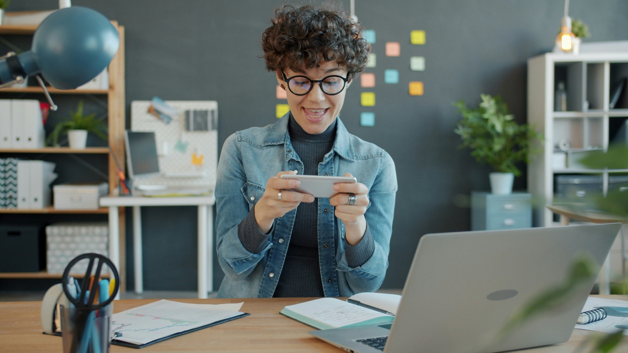 Person working at home with laptop